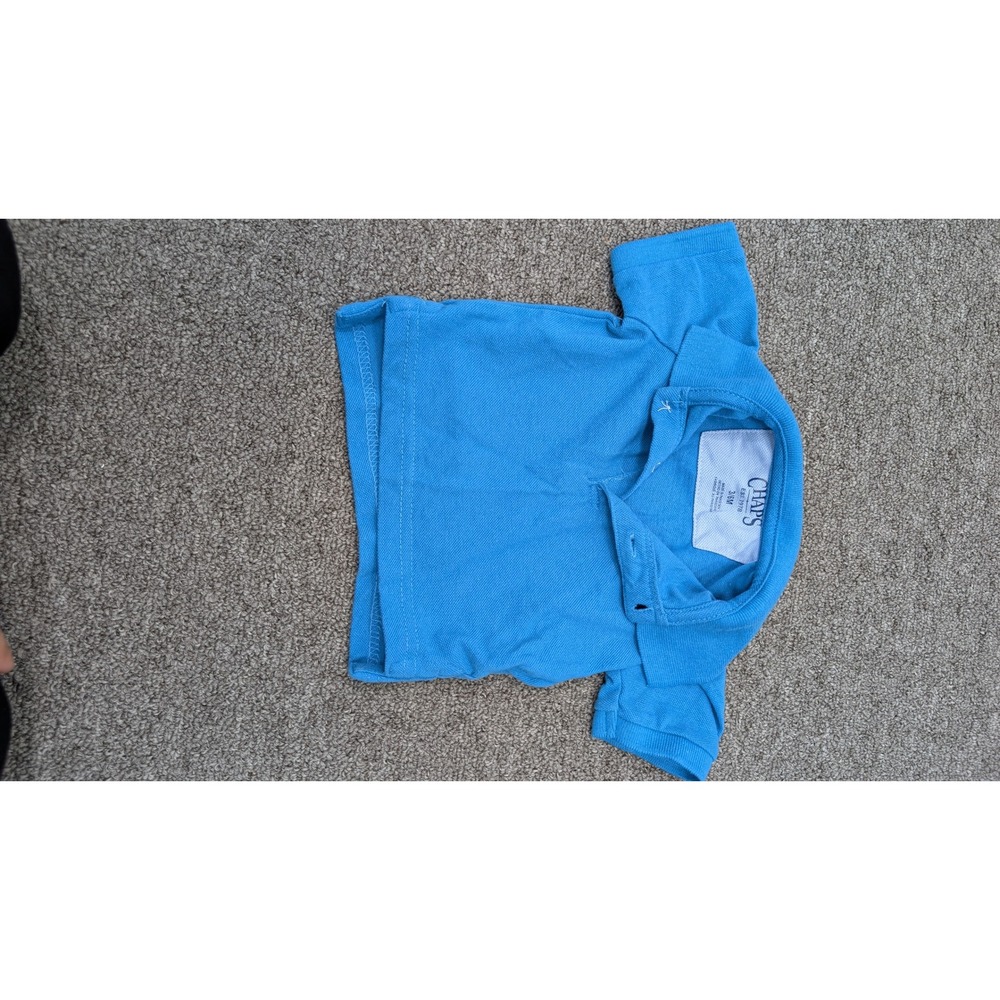 Chaps Baby Boys Blue Short Sleeve Pique Polo Shirt Size 3/6M Infant Top